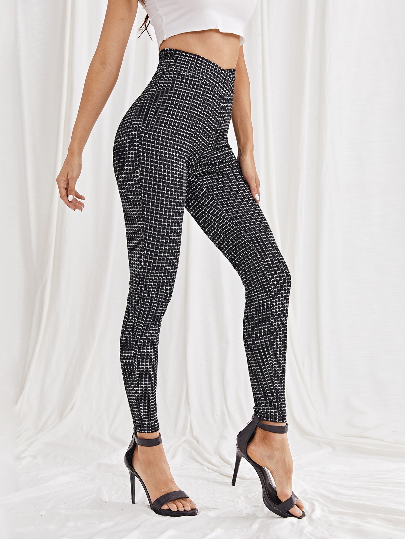 Overlap Waist Plaid Leggings thumbnail
