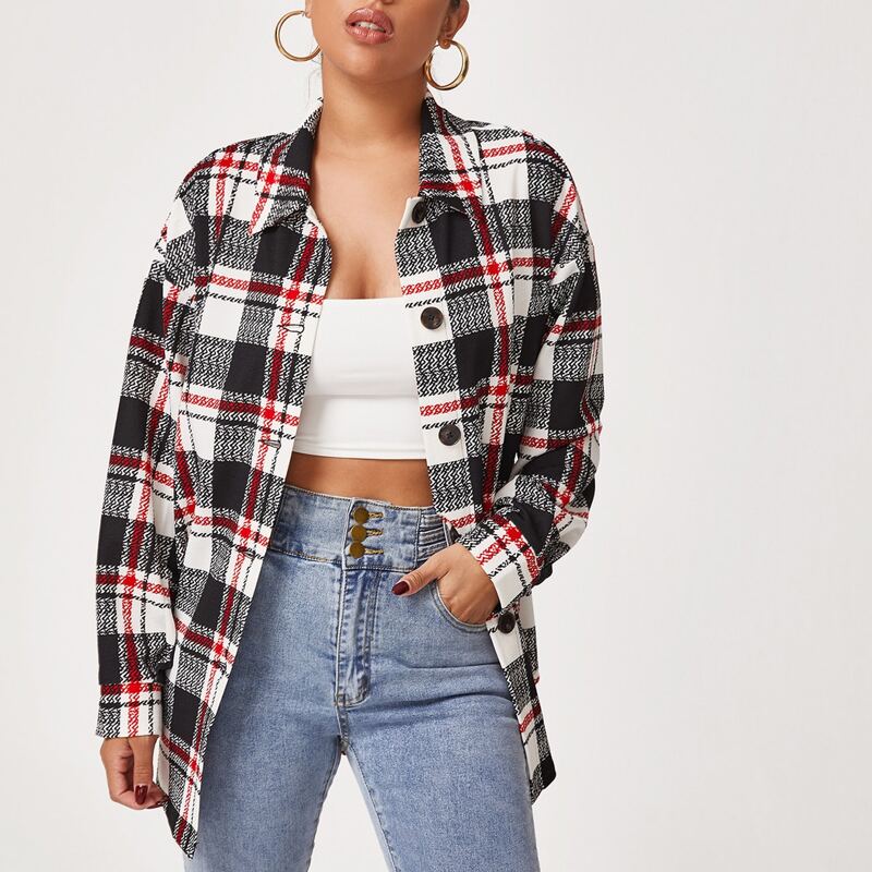 

Single Breasted Plaid Coat, Multicolor