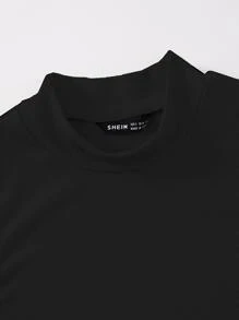 Breezaya 小高領羅紋針織背心上衣不附項鍊 - 黑色 - 查看 3