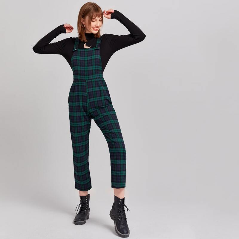 

Plaid Overall Jumpsuit, Multicolor