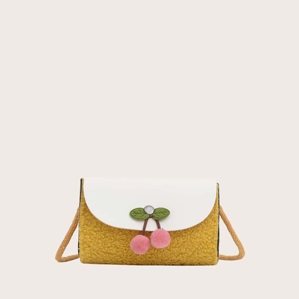 

Girls Cherry Decor Two Tone Crossbody Bag, Yellow