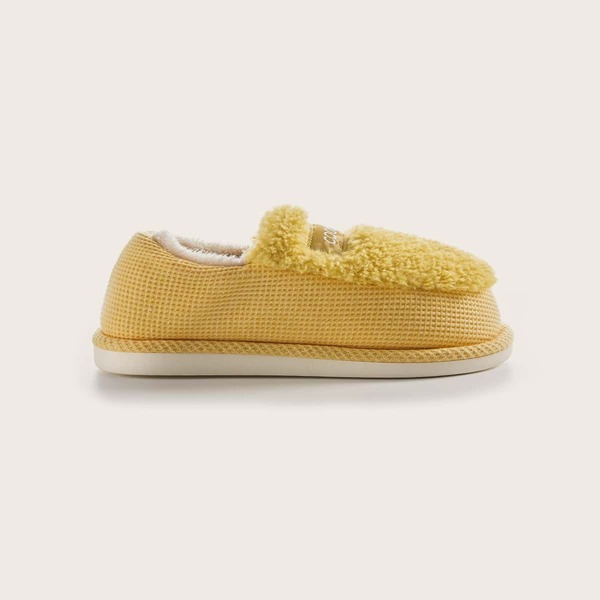 

Letter Patch Wide Fit Slippers, Yellow