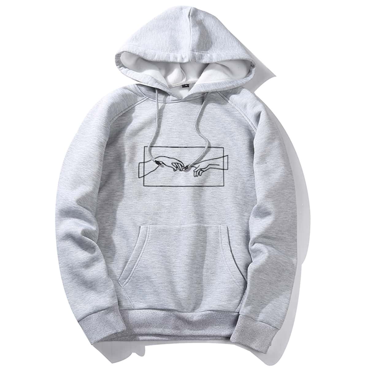 

Guys Gesture Graphic Drawstring Hoodie, Light grey