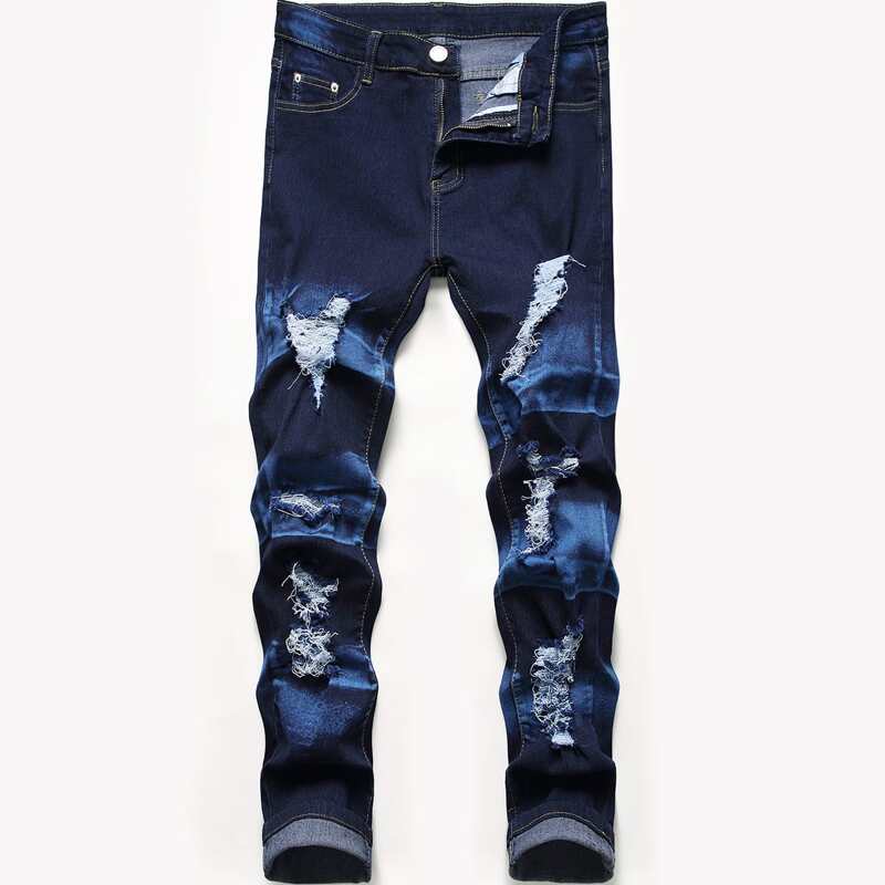 

Guys Ripped Pocket Jeans, Dark wash