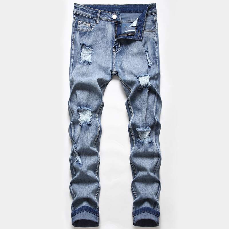 

Guys Ripped Pocket Jeans, Light wash