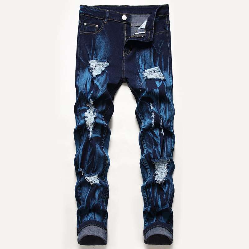 

Guys Graphic Ripped Jeans, Dark wash
