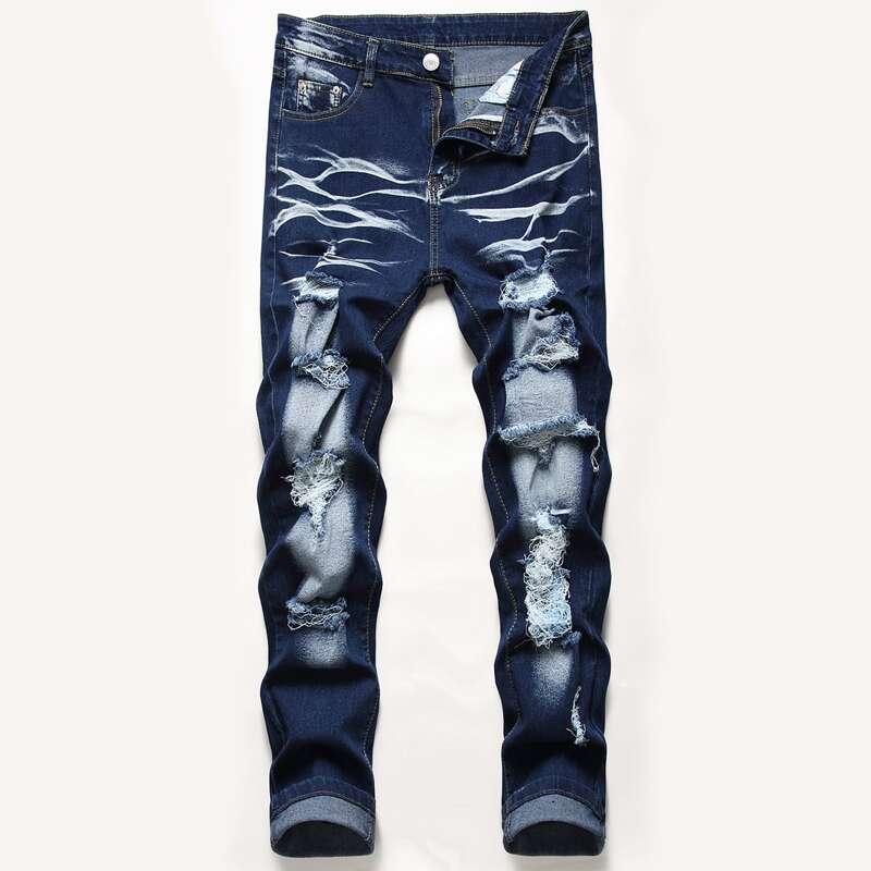 

Guys Ripped Pocket Jeans, Dark wash