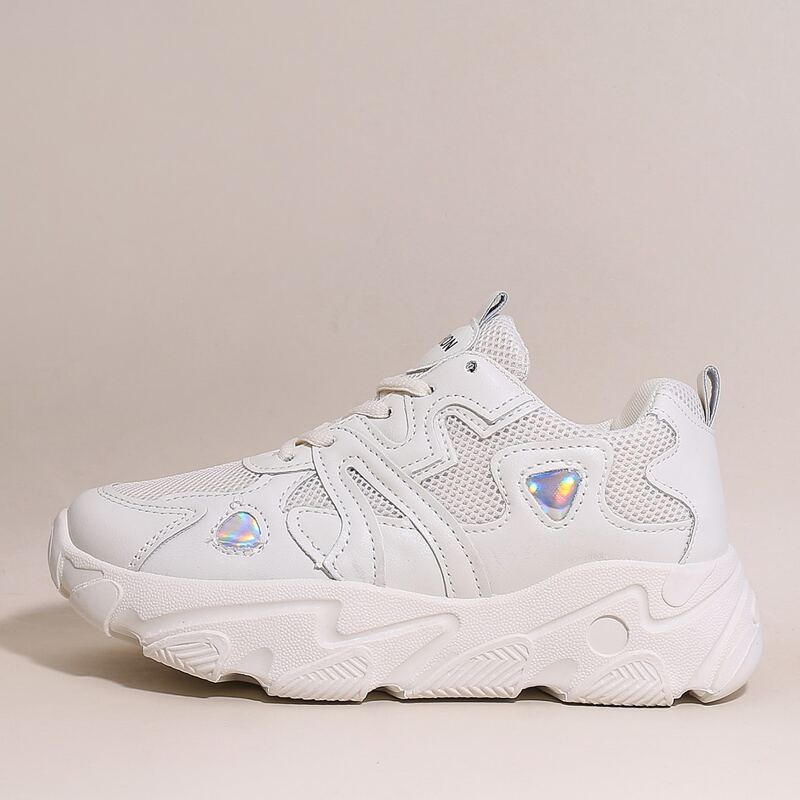 

Lace Up Front Mesh Panel Chunky Sneakers, White