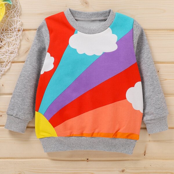 

Toddler Girls Cloud Print Colorblock Sweatshirt, Multicolor