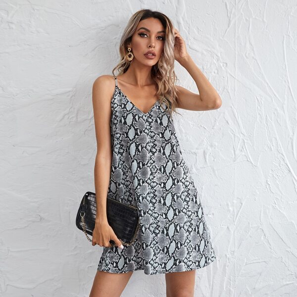 

Snakeskin Print Slip Dress, Multicolor