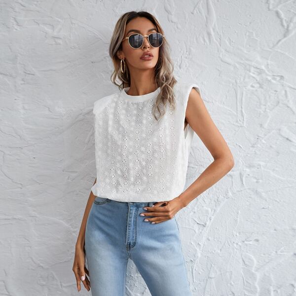 

Shoulder Padded Schiffy Top, White