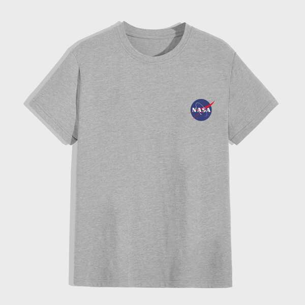 

Men Letter Graphic Tee, Grey