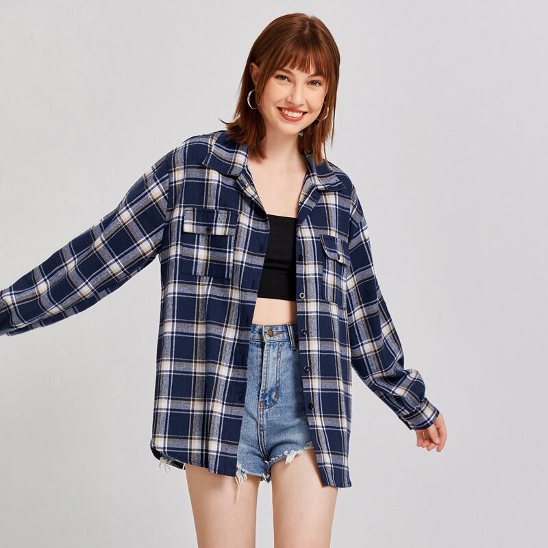 

Flap Pocket Plaid Shirt, Multicolor