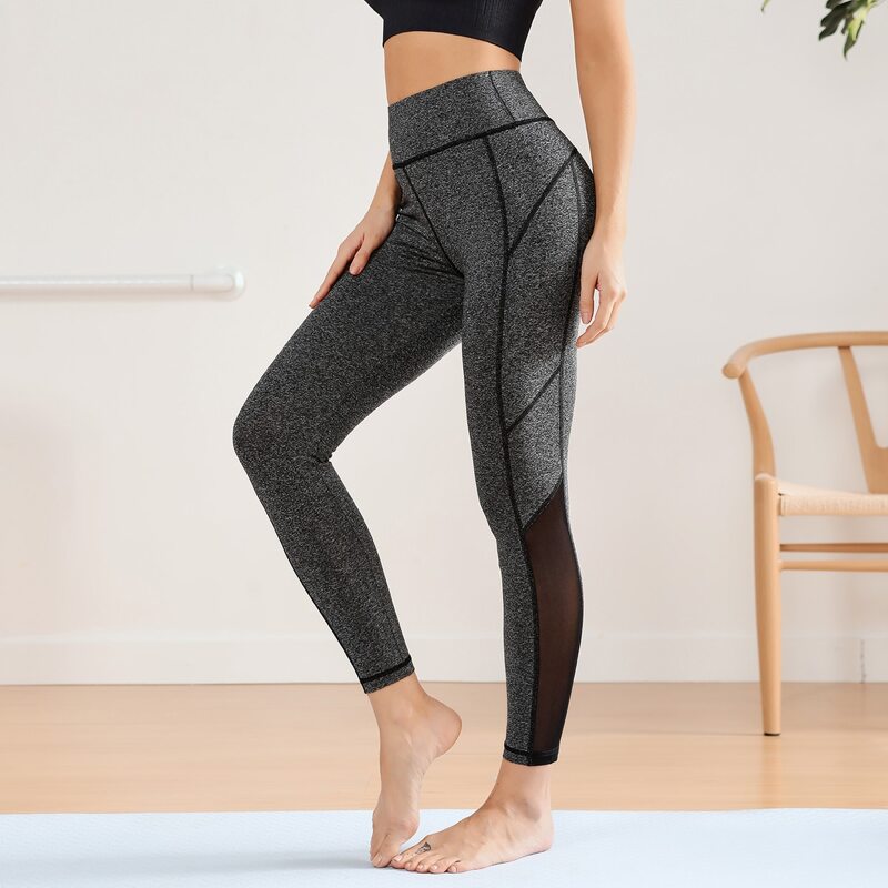 

Contrast Binding Contrast Mesh Sports Leggings, Dark grey