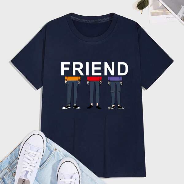 

Men Letter Graphic Short Sleeve Tee, Navy blue