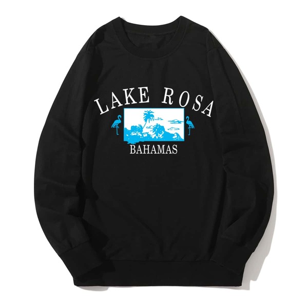 

Men Tropical And Letter Graphic Sweatshirt, Black