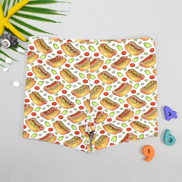 

Boys Hamburger Print Swim Shorts, Multicolor