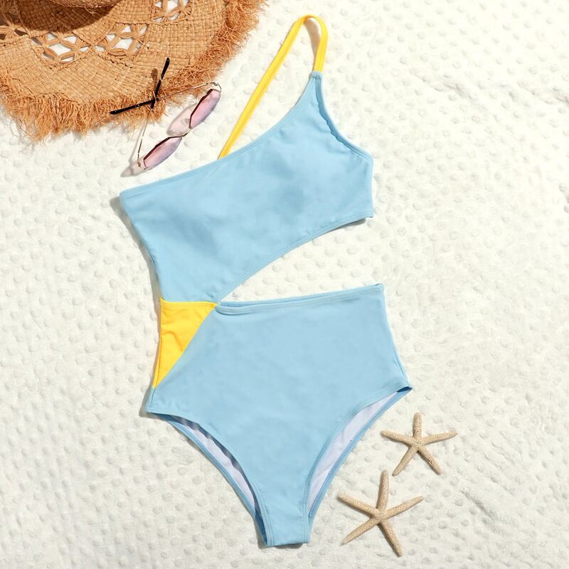

Cut-out One Piece Swimsuit, Baby blue