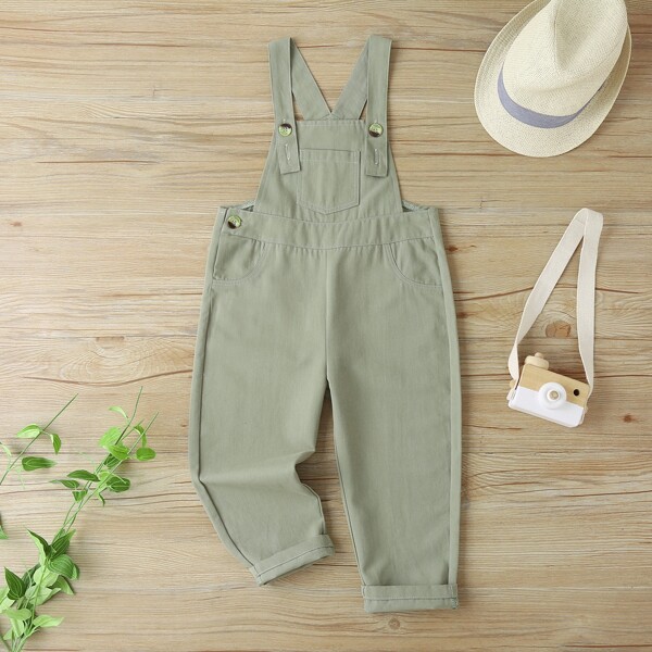 

Toddler Boys Solid Suspender Jumpsuit, Green