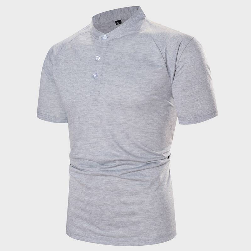

Guys Raglan Sleeve Button Front Polo Shirt, Light grey