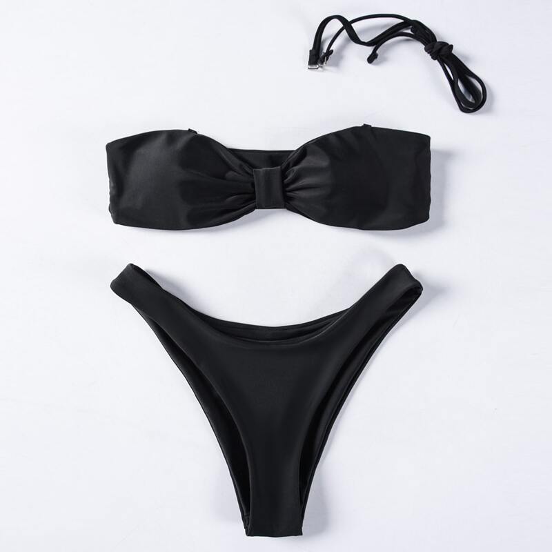 

Knot High Cut Bikini Swimsuit, Black