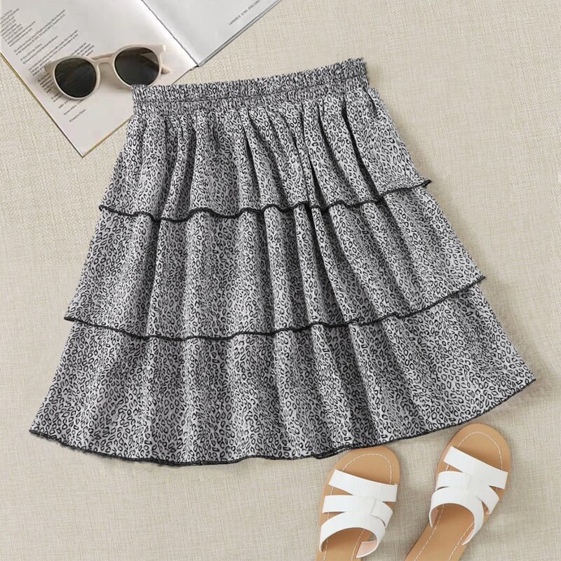 

Leopard Layered Hem Skirt, Multicolor