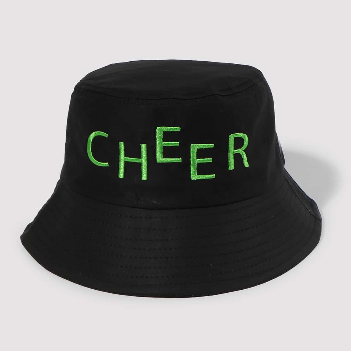 

Guys Letter Embroidery Bucket Hat, Black