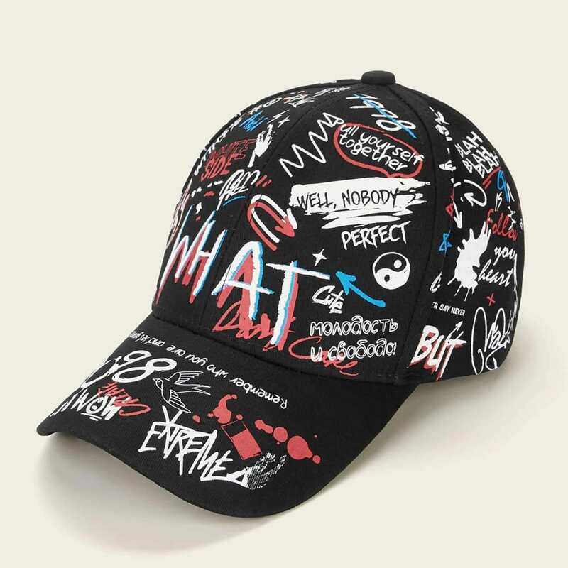 

Guys Graffiti Graphic Baseball Cap, Black