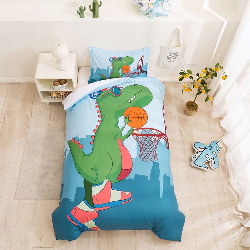 

Kids Cartoon Dinosaur Print Bedding Set Without Filler, Multicolor