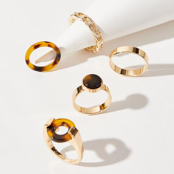 

5PCS HOLLOW OUT RING, Gold