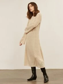 MOTF PREMIUM Đầm màu trơn Giải trí - Màu Khaki - Xem 1