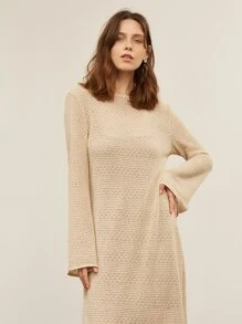 MOTF PREMIUM Đầm màu trơn Giải trí - Màu Khaki - Xem 3