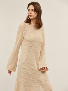 MOTF PREMIUM Đầm màu trơn Giải trí - Màu Khaki - Xem 4