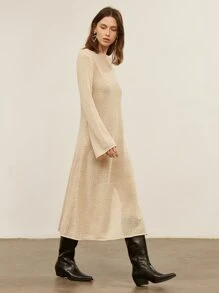 MOTF PREMIUM Đầm màu trơn Giải trí - Màu Khaki - Xem 6