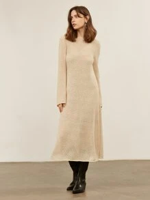 MOTF PREMIUM Đầm màu trơn Giải trí - Màu Khaki - Xem 7