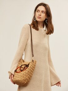 MOTF PREMIUM Đầm màu trơn Giải trí - Màu Khaki - Xem 8