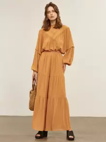 SHEIN CHIFFON WIDE LEG TROUSERS - Mustard Yellow - View 1