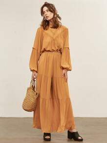 SHEIN CHIFFON WIDE LEG TROUSERS - Mustard Yellow - View 3
