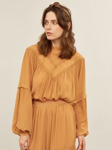 SHEIN CHIFFON WIDE LEG TROUSERS - Mustard Yellow - View 6