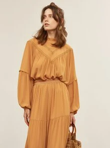 SHEIN CHIFFON WIDE LEG TROUSERS - Mustard Yellow - View 7