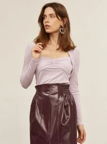 SHEIN Unity PU皮革開衩鉛筆半身裙 - 紫色 - 查看 7