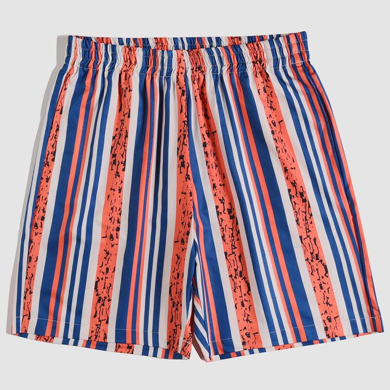 

Men Elastic Waist Striped Shorts, Multicolor