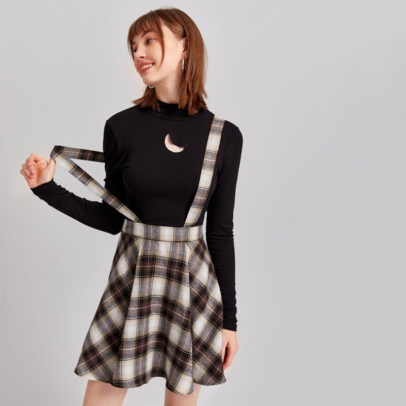 

Plaid Overall Skirt, Multicolor