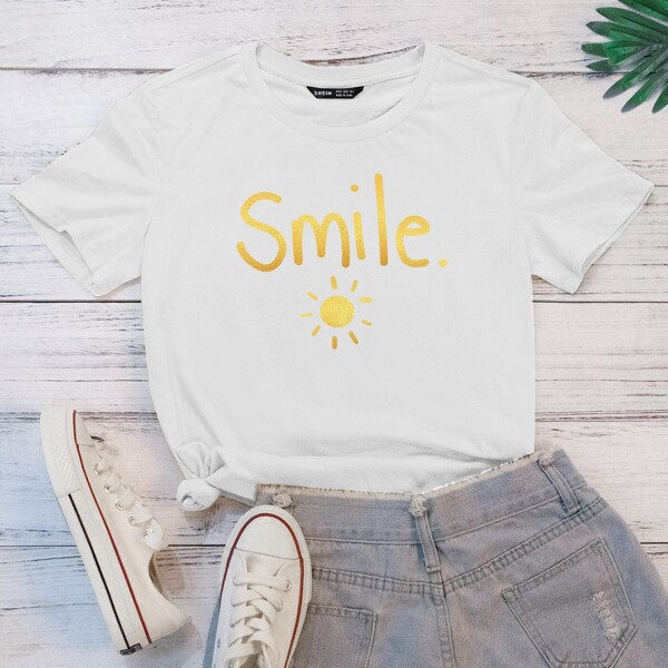 

Sun And Letter Graphic Tee, White