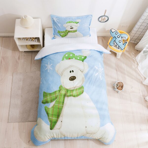 

Kids Cartoon Bear Print Bedding Set Without Filler, Multicolor