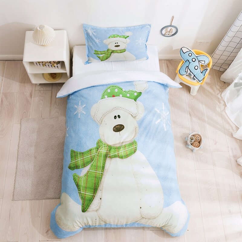 

Kids Cartoon Bear Print Bedding Set Without Filler, Multicolor