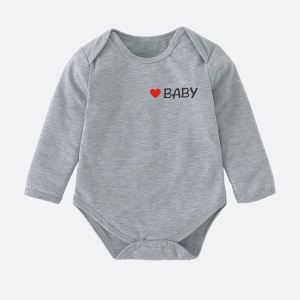 

Baby Unisex 1pc Letter & Heart Print Tee Bodysuit, Grey