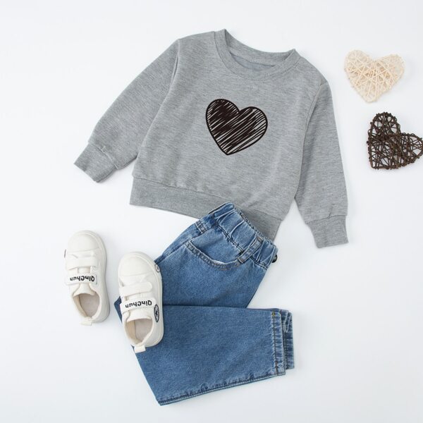 

Toddler Girls 1pc Heart Print Sweatshirt, Grey