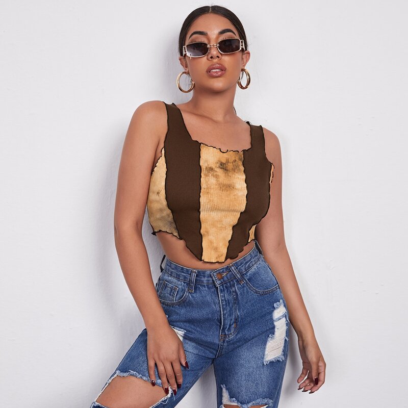 

Lettuce Edge Colorblock Crop Tank Top, Multicolor