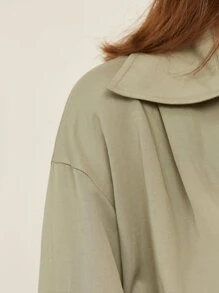 SHEIN Top corto de hombros caídos - Verde militar - Ver 9